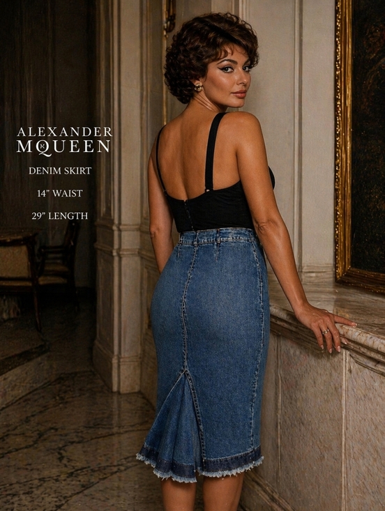 Alexander McQueen Dresses & Skirts - Alexander McQueen Denim Pencil Skirt – Sculpted Back Detail - Small/medium